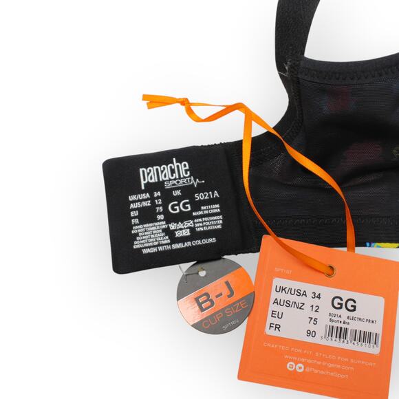 UK 34GG Panache SportsBra 5021A Underwire HighImpact Convertible ElectricPrint - Picture 5 of 7